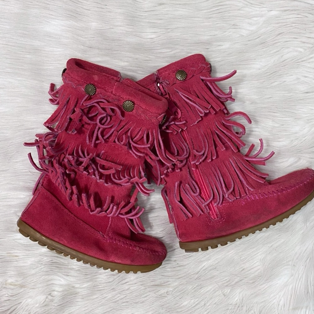 Fringe Pink Kids Boots